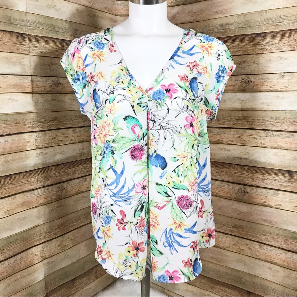 Daniel Rainn floral white pink blouse